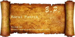 Barsi Patrik névjegykártya